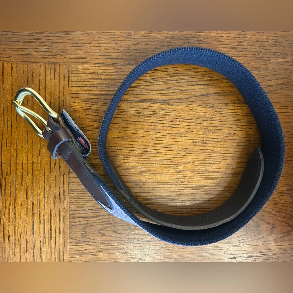 Vineyard Vines Dark Blue Belt with Brown Accent